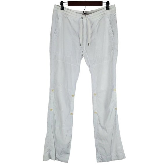 RLX Ralph Lauren Womens Convertible Pants S White Golf Hiking Pockets Drawstring - Picture 1 of 14